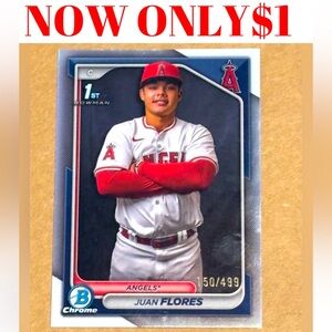 Juan Flores 2024 Bowman Chrome Angels Rookie RC Baseball Card /499